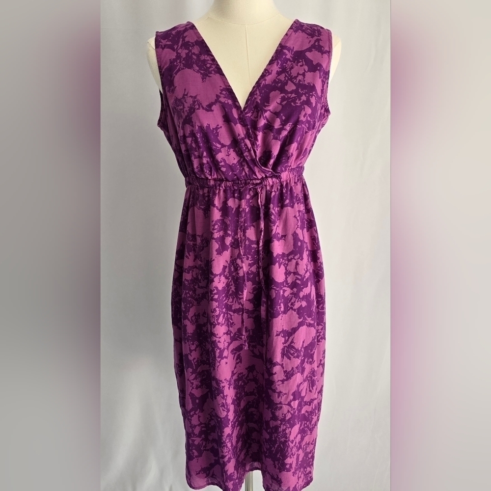 Eddie Bauer Purple Floral Cotton V-Neck Sleeveless Dress Sz. 6